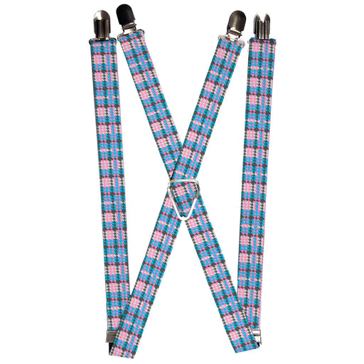 Suspenders - 1.0" - Mini Houndstooth Gray/Baby Blue/Pink Suspenders Buckle-Down   