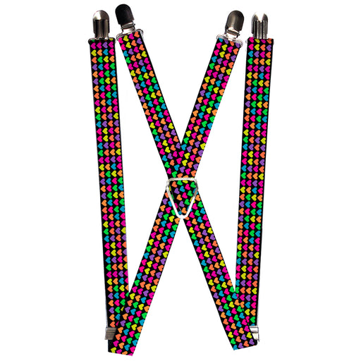 Suspenders - 1.0" - Mini Hearts Black/Multi Neon Suspenders Buckle-Down   