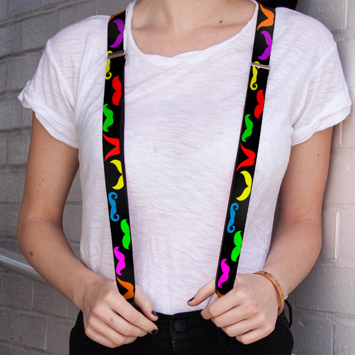 Suspenders - 1.0" - Mustaches Black/Multi Color Suspenders Buckle-Down   