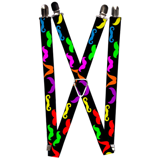 Suspenders - 1.0" - Mustaches Black/Multi Color Suspenders Buckle-Down   