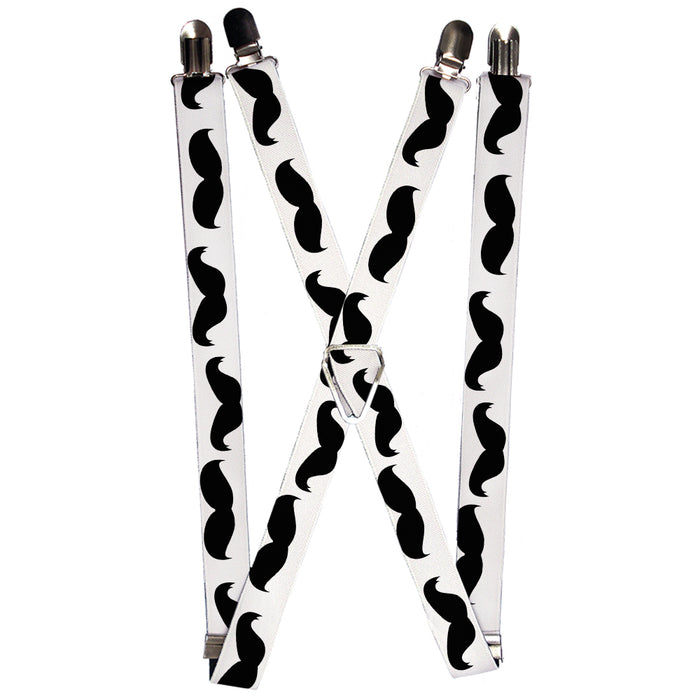 Suspenders - 1.0" - Mustaches White/Black Suspenders Buckle-Down   