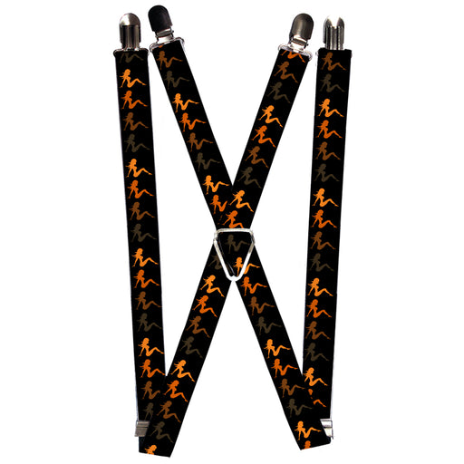 Suspenders - 1.0" - Mud Flap Girl Repeat Black/Orange Fade Suspenders Buckle-Down   