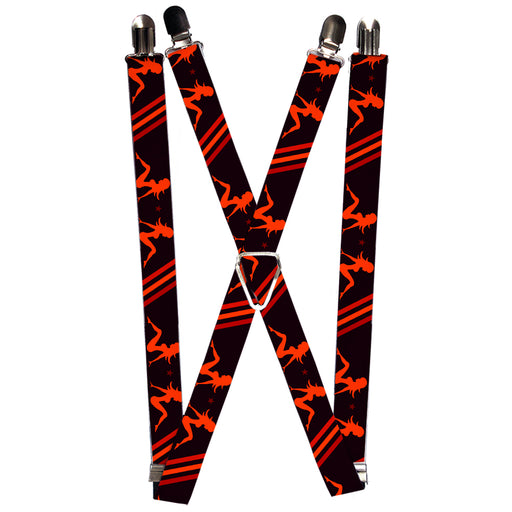Suspenders - 1.0" - Mud Flap Girls w/Stripes Black/Red/Orange Suspenders Buckle-Down   
