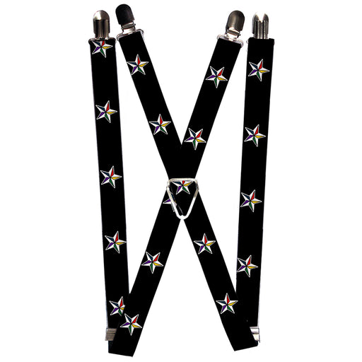 Suspenders - 1.0" - Nautical Star Black/White/Multi Color Suspenders Buckle-Down   
