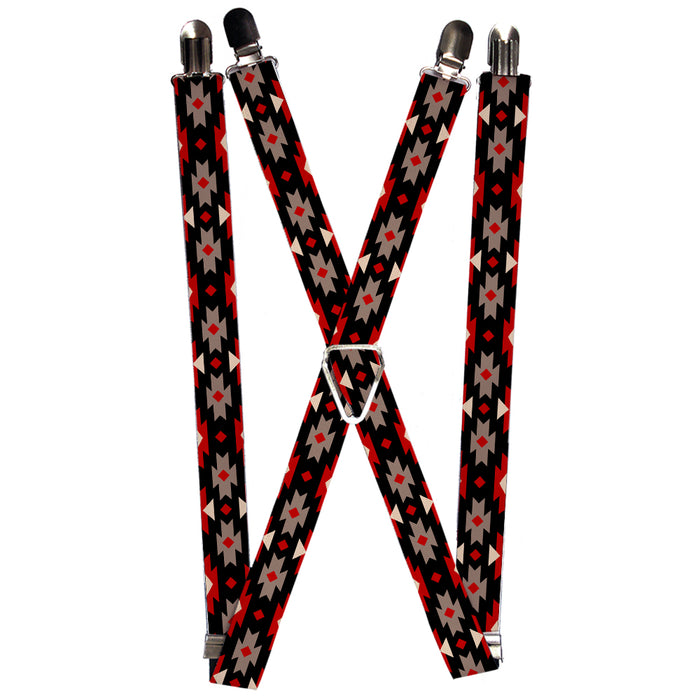 Suspenders - 1.0" - Navajo Red/Black/Gray/Red Suspenders Buckle-Down   