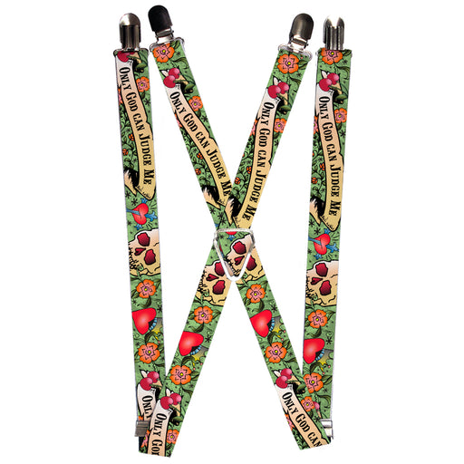 Suspenders - 1.0" - Only God Can Judge Me Green Suspenders Buckle-Down   
