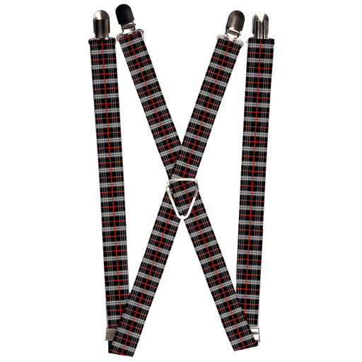 Suspenders - 1.0" - Plaid Black/Red Suspenders Buckle-Down   