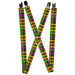 Suspenders - 1.0" - Plaid Black/Multi Neon Suspenders Buckle-Down   