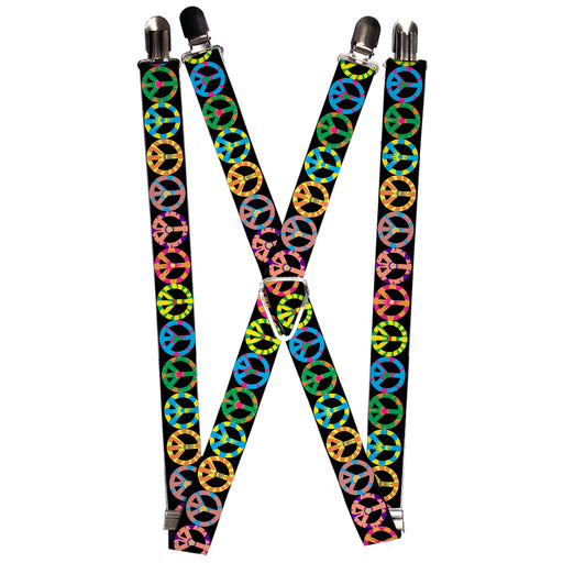 Suspenders - 1.0" - Peace Flowers Black/Multi Color Suspenders Buckle-Down   