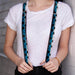 Suspenders - 1.0" - Plaid X Gradient Black/White/Blue Suspenders Buckle-Down   