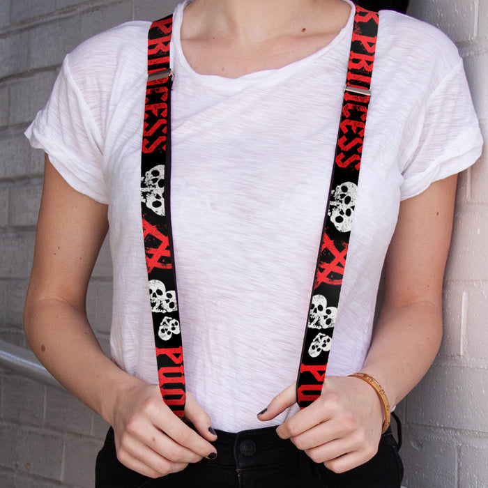 Suspenders - 1.0" - Punk Princess Black/Red/White Suspenders Buckle-Down   