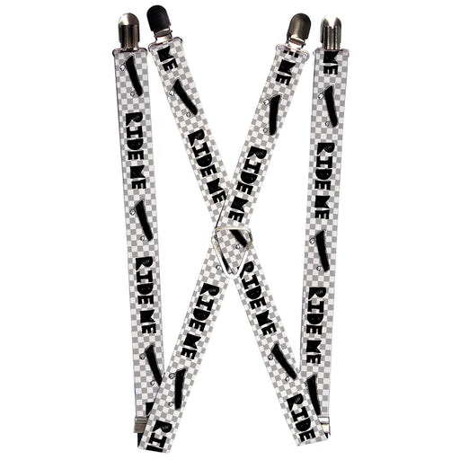 Suspenders - 1.0" - RIDE ME Skateboard w/Mini Checker White/Gray/Black Suspenders Buckle-Down   