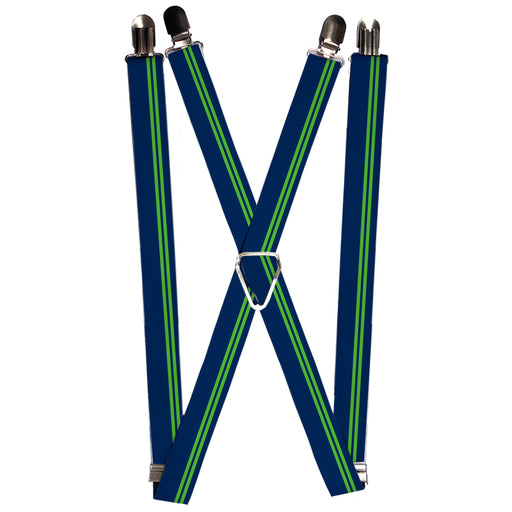 Suspenders - 1.0" - Racing Stripe Navy/Bright Green Suspenders Buckle-Down   
