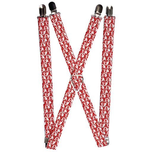 Suspenders - 1.0" - Skull Yard Red/White Suspenders Buckle-Down   