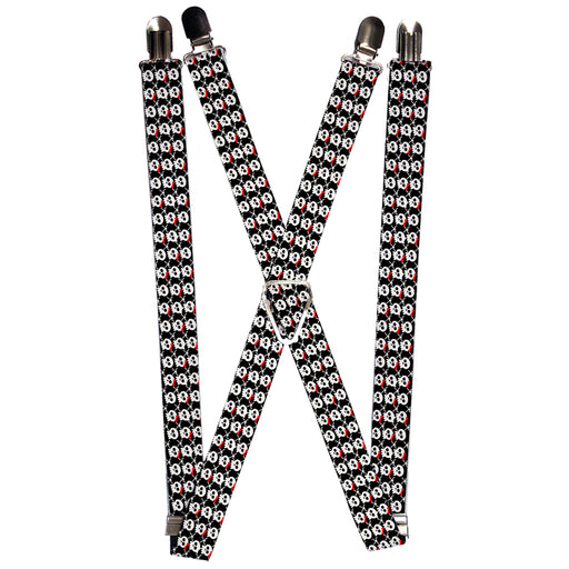 Suspenders - 1.0" - Skull w/Bow Black/White/Red Suspenders Buckle-Down   