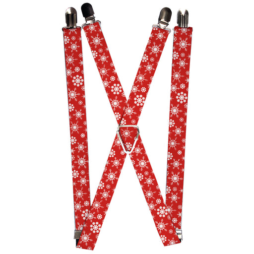 Suspenders - 1.0" - Snowflakes Red/White Suspenders Buckle-Down   