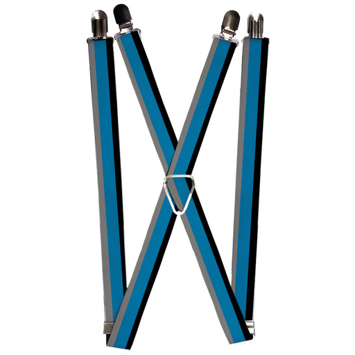 Suspenders - 1.0" - Stripes Black/Turquoise/Gray Suspenders Buckle-Down   