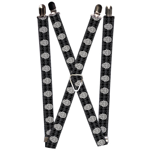 Suspenders - 1.0" - Skull Candy Black/Gray/White Suspenders Buckle-Down   