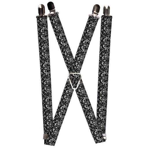 Suspenders - 1.0" - Sleeve Skulls Black/Gray Suspenders Buckle-Down   