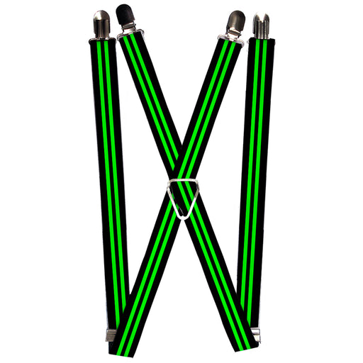 Suspenders - 1.0" - Stripe Black/Green Suspenders Buckle-Down   