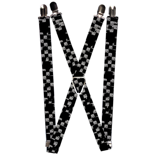 Suspenders - 1.0" - Scribble Checker Black/White Suspenders Buckle-Down   