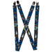 Suspenders - 1.0" - Truth and Justice CLOSE-UP Blue Suspenders Buckle-Down   