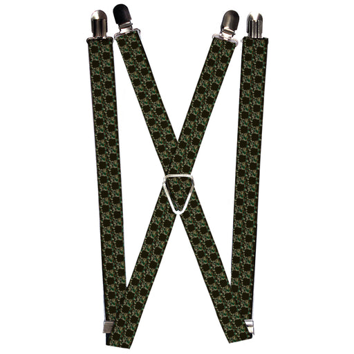 Suspenders - 1.0" - Top Skulls Black/Camo Olive Suspenders Buckle-Down   