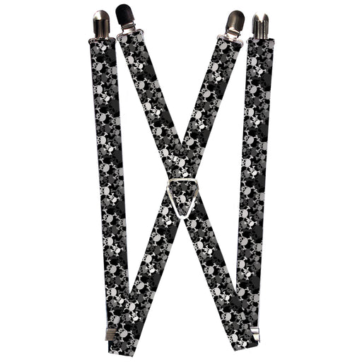 Suspenders - 1.0" - Top Skulls Stacked Black/Gray/White Suspenders Buckle-Down   