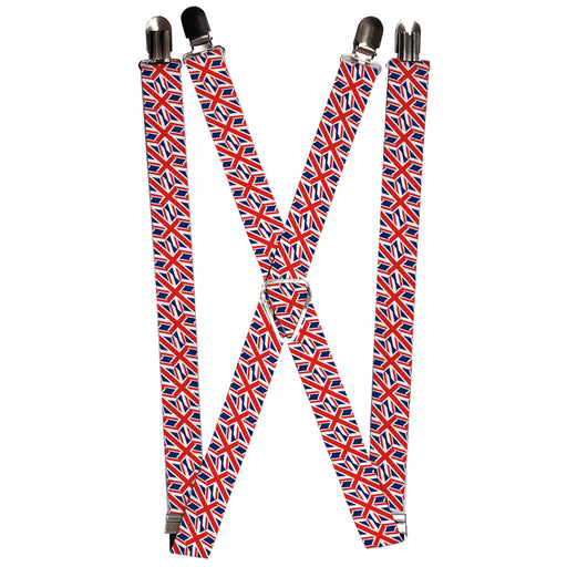 Suspenders - 1.0" - United Kingdom Flags Diagonal Suspenders Buckle-Down   