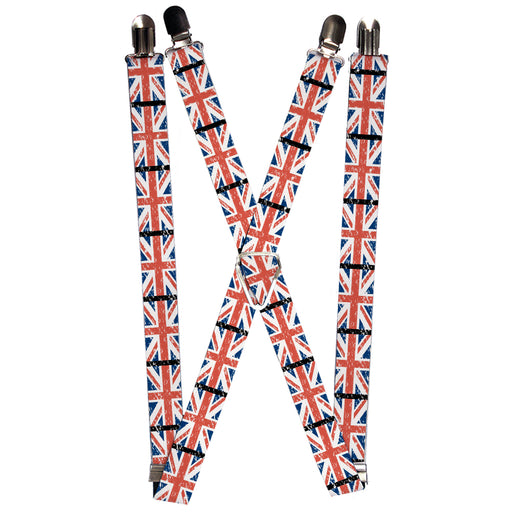 Suspenders - 1.0" - United Kingdom Flags Weathered Suspenders Buckle-Down   