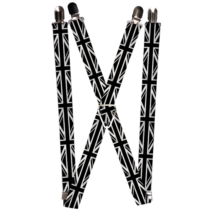 Suspenders - 1.0" - Union Jack Distressed Black/White Suspenders Buckle-Down   