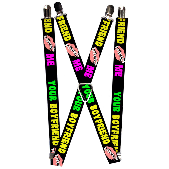 Suspenders - 1.0" - YOUR BOYFRIEND LOVES ME w/Kiss Black/Neon Suspenders Buckle-Down   