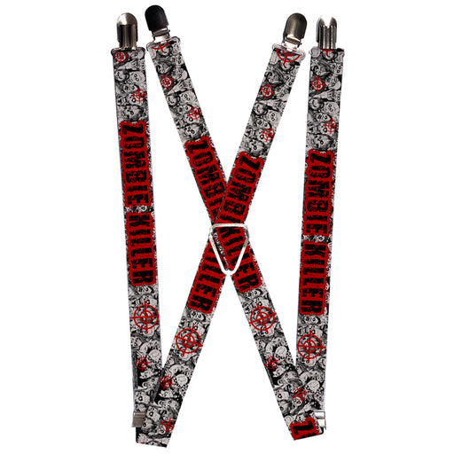 Suspenders - 1.0" - ZOMBIE KILLER w/Stacked Zombies Sketch Suspenders Buckle-Down   