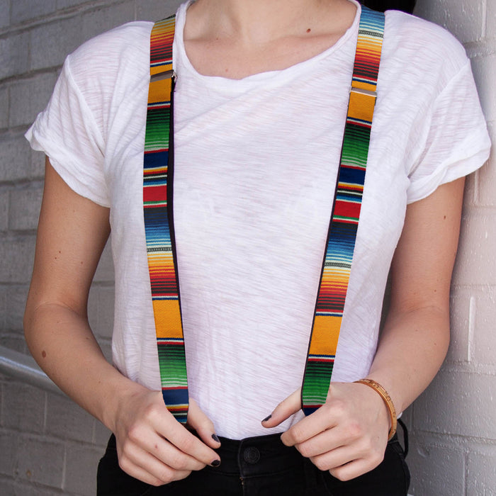Suspenders - 1.0" - Zarape2 Vertical Multi Color Stripe Suspenders Buckle-Down   