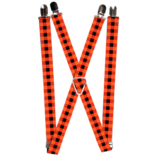Suspenders - 1.0" - Buffalo Plaid Black/Orange Suspenders Buckle-Down   