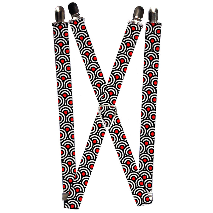 Suspenders - 1.0" - Bullseye Stacked Black/White/Red Suspenders Buckle-Down   