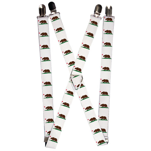 Suspenders - 1.0" - Cali Bear White Suspenders Buckle-Down   