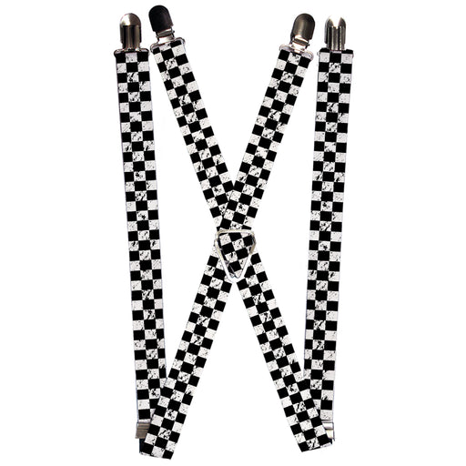 Suspenders - 1.0" - Checker Weathered2 Black/White Suspenders Buckle-Down   