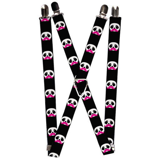 Suspenders - 1.0" - Panda Face w/Pink Mustache Suspenders Buckle-Down   