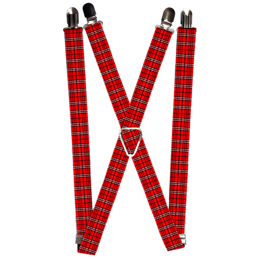 Suspenders - 1.0" - Plaid Red Suspenders Buckle-Down   