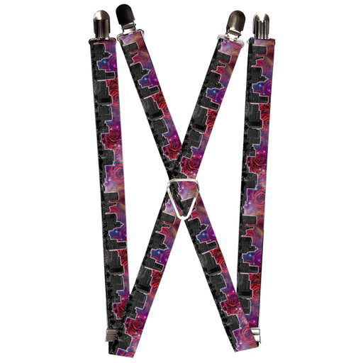 Suspenders - 1.0" - Portland Vivid Skyline Cosmic Roses Suspenders Buckle-Down   