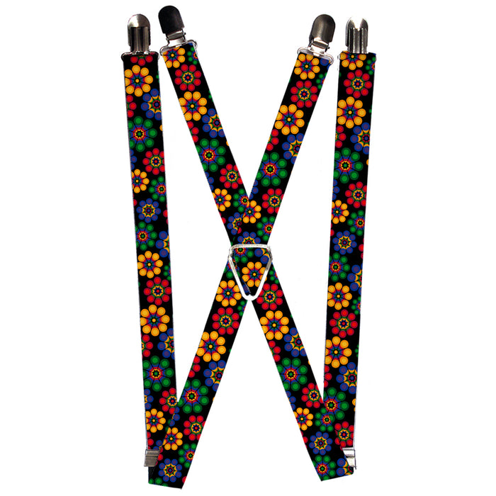 Suspenders - 1.0" - Psychedelic Daisies Black/Multi Color Suspenders Buckle-Down   