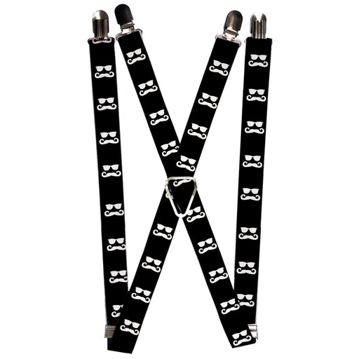 Suspenders - 1.0" - Sunglasses & Mustache Black/White Suspenders Buckle-Down   