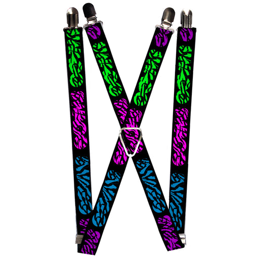 Suspenders - 1.0" - SWAGG Black/Zebra Multi Neon Suspenders Buckle-Down   