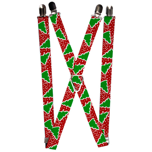 Suspenders - 1.0" - Christmas Trees/Stars Red/White/Green Suspenders Buckle-Down   