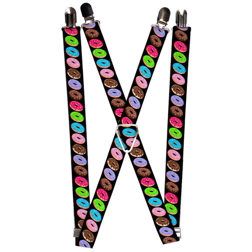 Suspenders - 1.0" - Sprinkle Donuts Black/Multi Color Suspenders Buckle-Down   