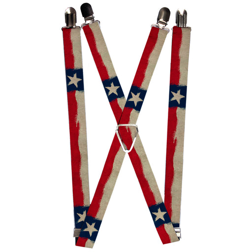 Suspenders - 1.0" - Texas Flag Distressed Painting Suspenders Buckle-Down   