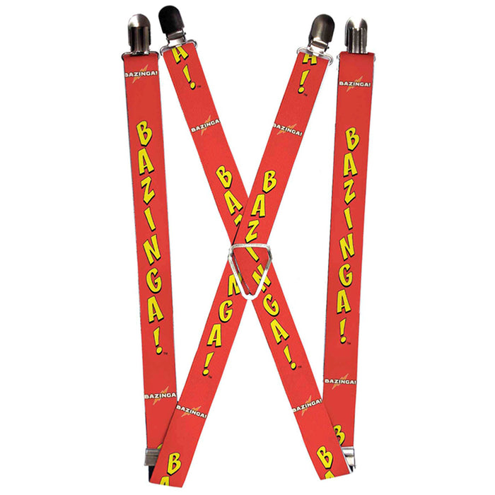 Suspenders - 1.0" - BAZINGA! Red Gold Suspenders The Big Bang Theory   