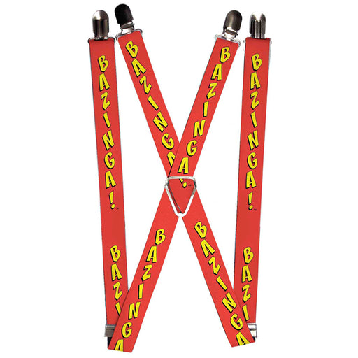 Suspenders - 1.0" - BAZINGA! Red Yellow Suspenders The Big Bang Theory   