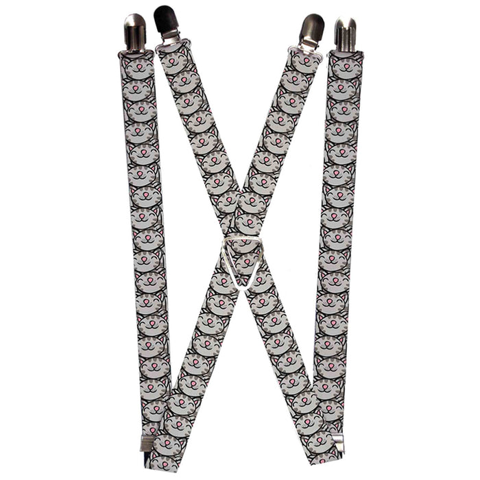 Suspenders - 1.0" - Soft Kitty Face CLOSE-UP Gray Suspenders The Big Bang Theory   